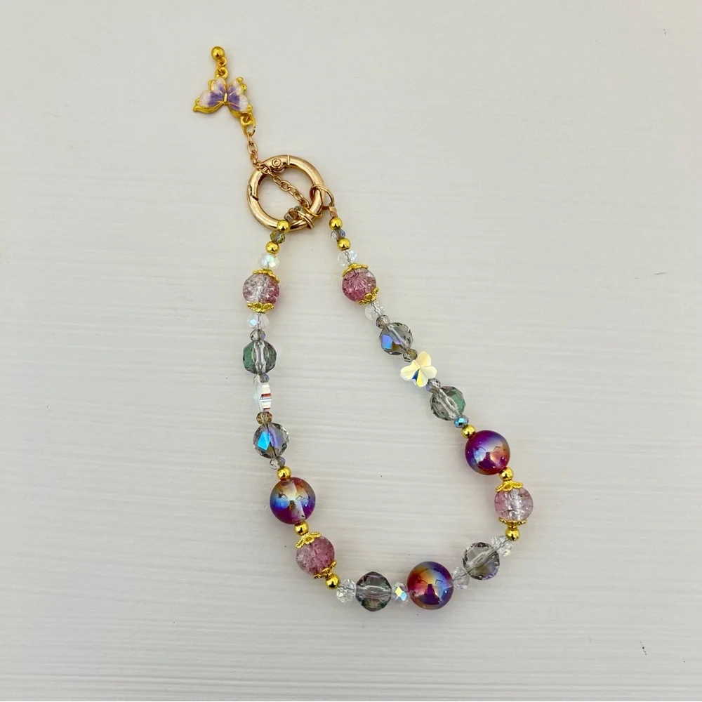 Luxury high-end crystal bead hand-held lanyard chain, phone wristlet strap